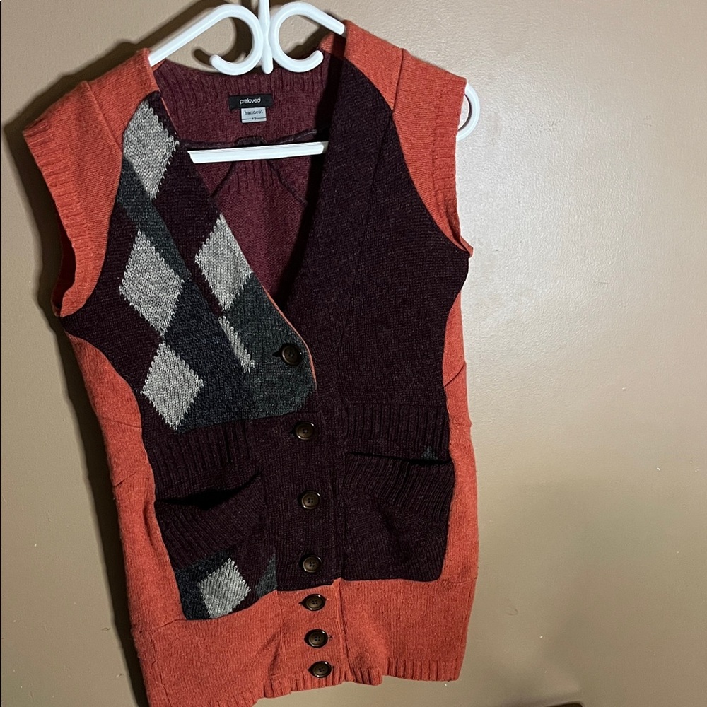 😄Women's Wool Argyle Sweater Vest - Size Small